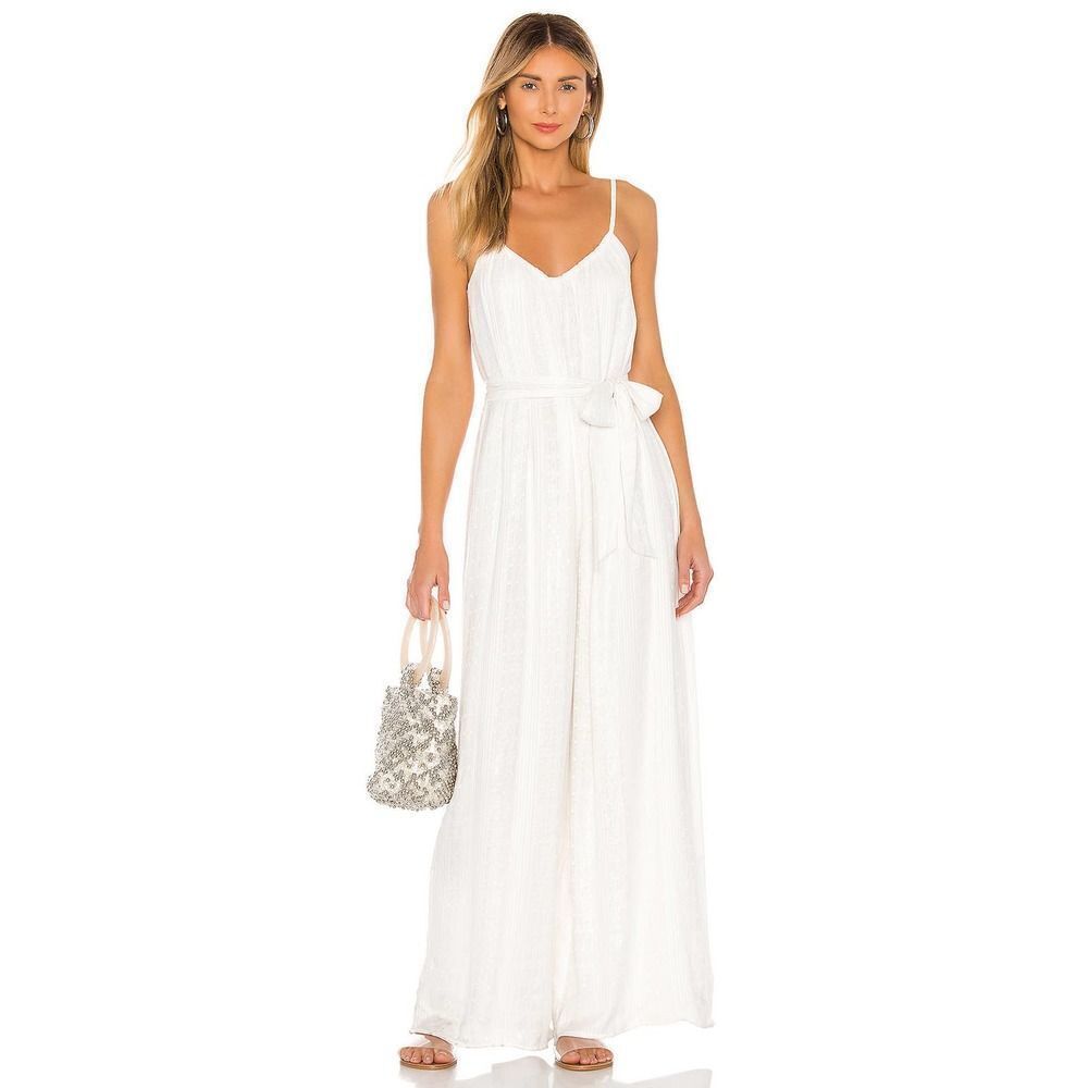 MAJORELLE New Love White silver stripe Jumpsuit Sleeveless wide leg NWT Womens S